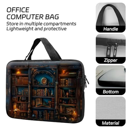 14 15 15.4 15.6 inch Laptop Handle Bag Computer Bag, Pouch Holder Notebook Sleeve Cover Soft Case Compatible for Dell,Lenovo,Toshiba HP, Asus Notebook-Library Bookshelf - color: Library Bookshelf