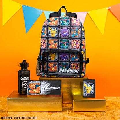 Pokemon Backpack Set 4 Pcs for Kids with Backpack Water Bottle Pencil Case Lunch Bag or Wallet Anime School Supplies Gifts (Multi 4 Pcs Set) - color: Multicolour