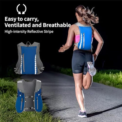 Hydration Running Vest for Women Men,Lightweight Breathable Reflective Hydration Pack with 500ml Water Bottle,Hydration Vest Pack Backpack for Hiking,Camping,Trail Running,Cycling,Race,Marathon - color: 673RV-Blue