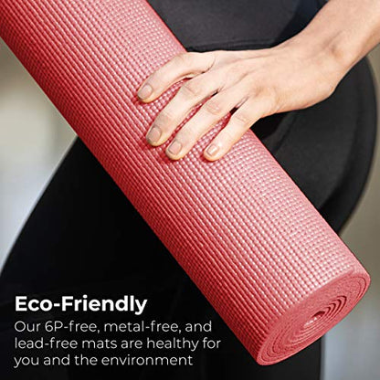 10-Pack Yoga Mat, 68" x 24" Non Slip Exercise Mat, 4mm Thick Gym Mat for Fitness and Stretching, Bulk Non Toxic Yoga Mats for Schools and Studios - color: Red