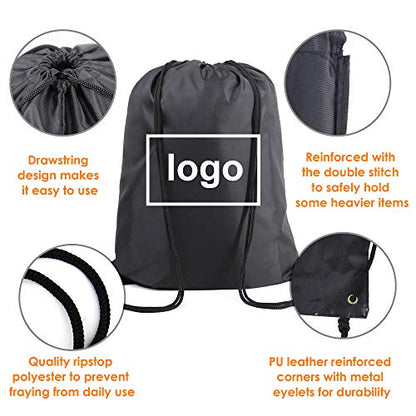 BeeGreen Black and Royal Drawstring Backpack Bags Bulk 2 Pack X-Large 22.4" L x 17.5" W Sports Cinch Sack Gym String Bags Machine Washable Heavy Duty for Men Women - color: Black Royal