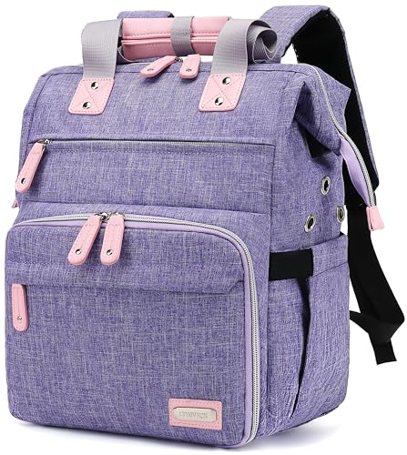 LTINVECK Knitting Bag Backpack,Yarn Storage Organizer Travel Crochet Bag,Large Capacity Tote Bag Yarn Holder Case for Carrying Projects, Knitting Needles, Crochet Hooks,Purple - color: Purple