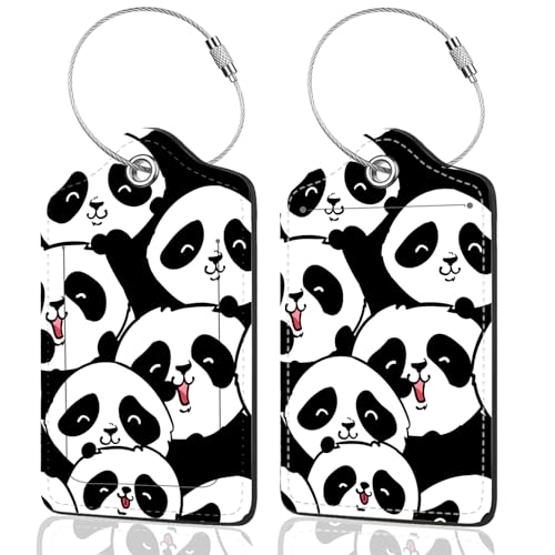 2Pack Luggage Tags for Suitcases, Cute Unique Pu Leather Cruise Luggage Tag with Privacy Cover ID Label Address Card and Metal Ring Suitable for Women Men Kids Travel Bag Silly Cat Face - color: Silly Cat Face