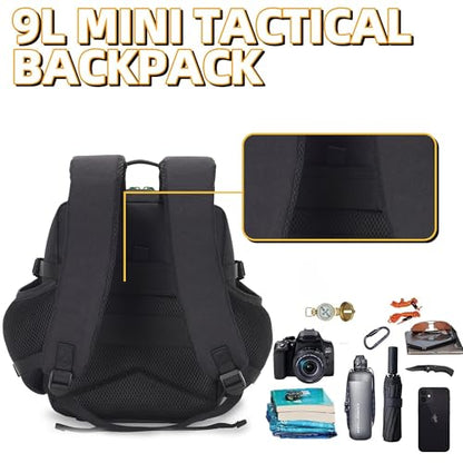9L Mini Tactical Backpack for Men and Women Tactical Backpack Small for Hiking Small Tactical Bag Fitness Pack - color: Black&green2.0