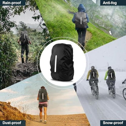 Backpack Rain Cover with Reflective Strip,1-Piece Medium (M) Fitted Water-Resistant Shell for Commuting and Outdoor Travel in Neon Green