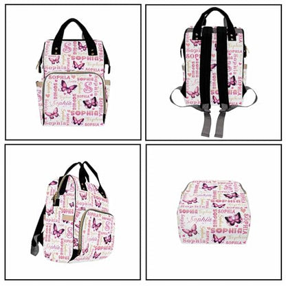 Custom Diaper Bag for Girls Personalized Diaper Bag Backpack &Insulated Water Bottle with Name Custom Monogram Baby Travel Bag Nursing Diaper Mommy Backpack with Adjustable Shoulder Straps Nappy Bag - color: Design 02