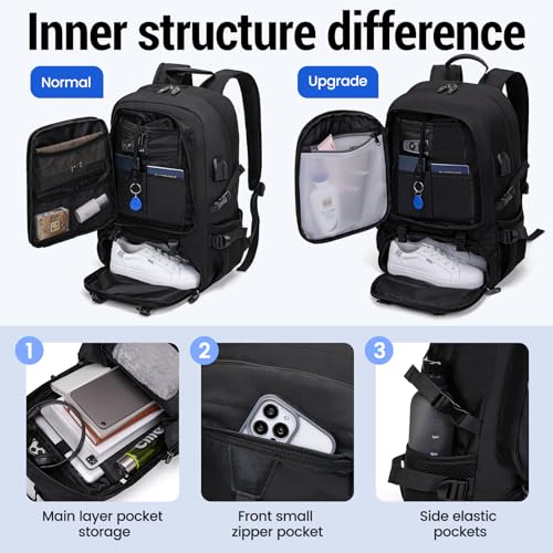 Men's Women's with Usb Port 50l Travel Backpack, Large Carry-On Backpacks，Expandable Oversized Laptop Bag Works