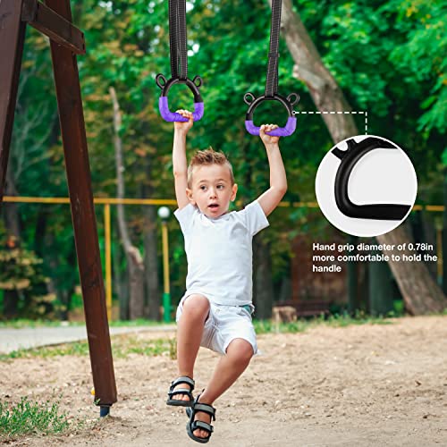 EXQ Home Kids Gymnastic Rings Pull up Rings for Chlidren Exercise,Indoor Gym Ring,Kids Gymnastics Rings with Adjustable Straps,Load Bearing 220lb(NO Bar) - color: Purple