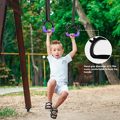 EXQ Home Kids Gymnastic Rings Pull up Rings for Chlidren Exercise,Indoor Gym Ring,Kids Gymnastics Rings with Adjustable Straps,Load Bearing 220lb(NO Bar) - color: Purple