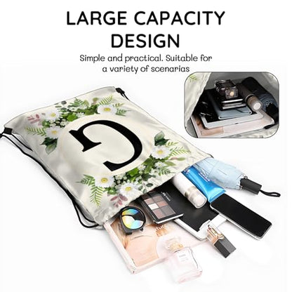 Initial Letter Drawstring Backpack String Sports Gym Bags Waterproof Sackpack Cute for Men Women Beach (13"×17") (Letter-G) - color: Letter-g