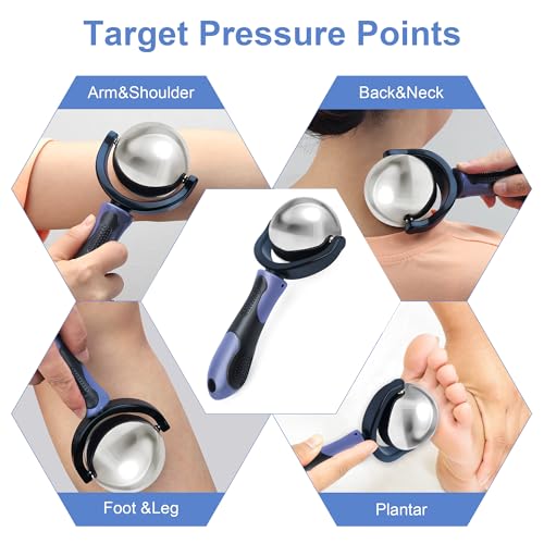 Catcan Cold Massage Roller Ball, Cold Therapy Relief, Portable Fitness Ice Roller Ball with Handle, Great Tool for Back/Neck Pain (Blue) - color: Blue