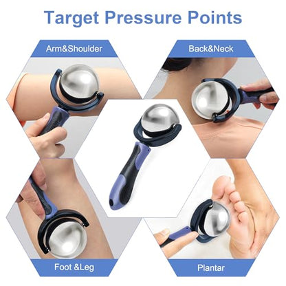 Catcan Cold Massage Roller Ball, Cold Therapy Relief, Portable Fitness Ice Roller Ball with Handle, Great Tool for Back/Neck Pain (Blue) - color: Blue