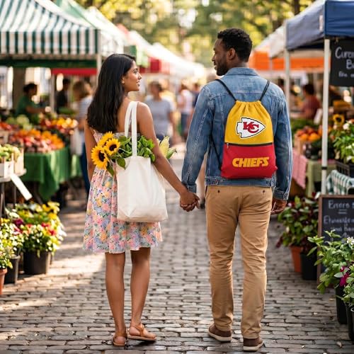 FOCO Kansas City Chiefs Big Logo Drawstring Backpack with Zippered Pocket – Limited Edition Chiefs Bag – NFL Gear for the AFC West – Show Your Team Spirit with Officially Licensed Chiefs Fan Gear - color: Kansas City Chiefs