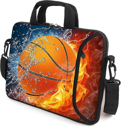 AMARY 17" Laptop Shoulder Bag Carrying Case Adjustable shoulder straps, comfortable handle, front pocket for storing mouse (Hot Basketball) - color: Hot Basketball