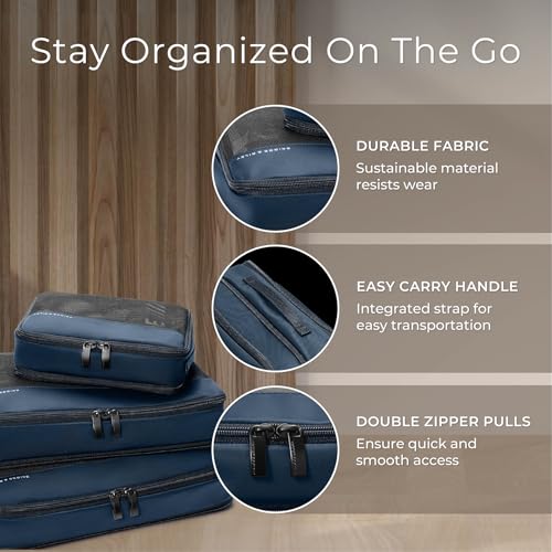 Briggs & Riley Travel Essentials Carry-On Compression Packing Cube Set - color: Navy, size: Carry-On