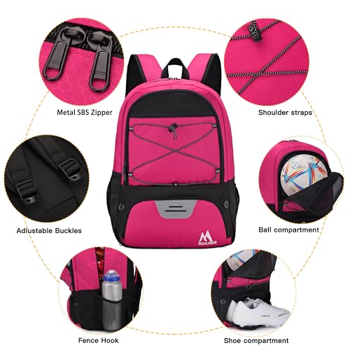 Hsmihair Soccer Bag-Soccer Backpack&Backpack for & Football Volleyball & Basketball,with Ball Compartment and Separate Cleat - color: Pink