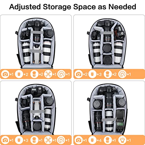 MOSISO Camera Backpack, DSLR/SLR/Mirrorless Photography Camera Bag 15-16 inch Waterproof Hardshell Case with Tripod Holder&Laptop Compartment Compatible with Canon/Nikon/Sony, Black - color: Black
