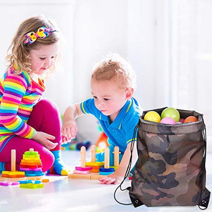KUUQA 12 Pack Camouflage Drawstring Backpack Bulk String Backpack Cinch Kids Sport Bags Storage Bags for Gym Traveling (Camouflage) - color: Camouflage