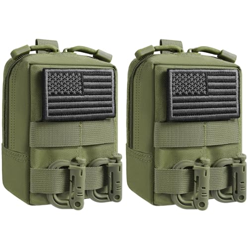 FRTKK 2 Pack Molle Pouches - Tactical Compact Water-Resistant EDC Pouch Bag Small Utility Pouch - color: 2 Pack-Army green