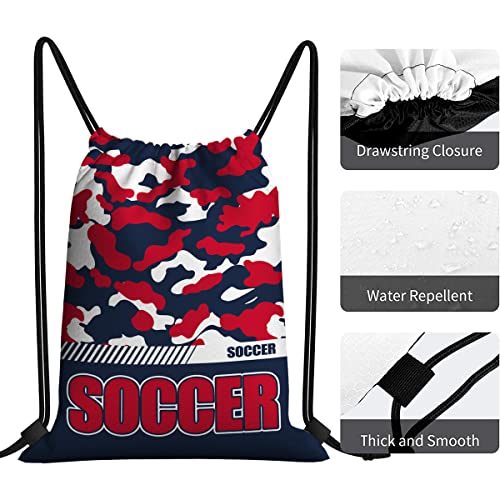 Drawstring Backpack Waterproof Gym Drawstring Bags Sports String Bag Camo Sackpack-Navy Soccer Drawstring Bag - color: Soccer Drawstring Bags-camo Navy
