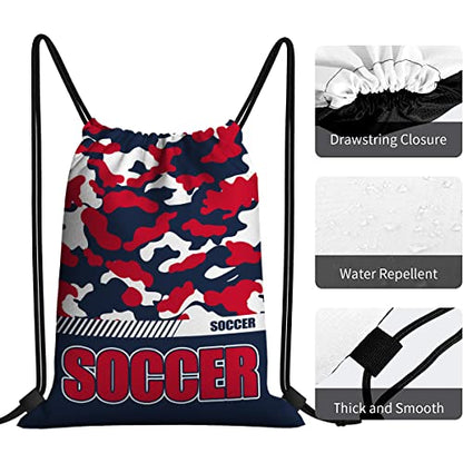 Drawstring Backpack Waterproof Gym Drawstring Bags Sports String Bag Camo Sackpack-Navy Soccer Drawstring Bag - color: Soccer Drawstring Bags-camo Navy