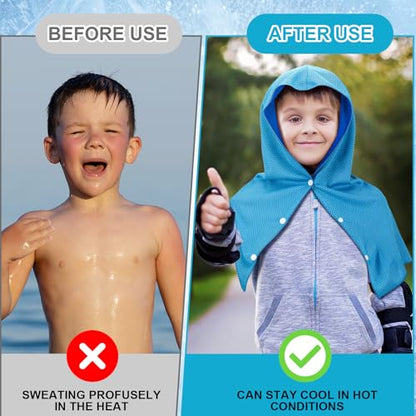 Peryiter 2 Pack Mini Kids Cooling Hoodie Towels for Neck and Face Cooling Towels UPF 50 Sun Protection Lightweight Soft Breathable Neck Head Wraps Cold for Kids Exercise Activities Sport Workout