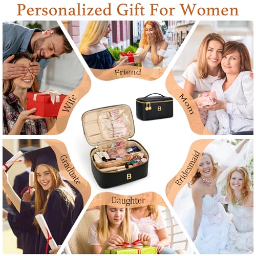 Gifts for Women Travel Makeup Bag Personalized Cosmetic Bag Portable Large Capacity Toiletry Bag(Black-B) - color: Black, style: B