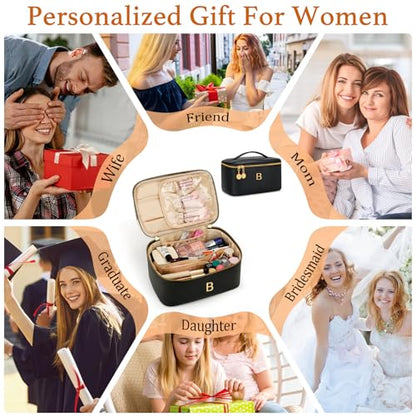 Gifts for Women Travel Makeup Bag Personalized Cosmetic Bag Portable Large Capacity Toiletry Bag(Black-B) - color: Black, style: B