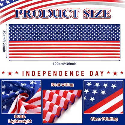 12 Pack 250th Anniversary Patriotic Cooling Towel with American Flag 40" x 12" Cooling Neck Wraps Microfiber Instant Cool Towel Red White Blue Workout Towels 4th of July Party Supplies