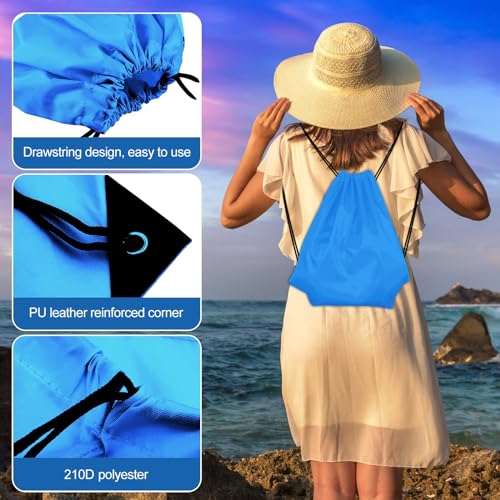 KUUQA 2 Pcs Light Blue Drawstring Backpack Drawstring Bag Bulk Sports Cinch Bags String Backpack Storage Bags for Gym Traveling - color: Light Blue