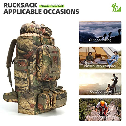King'sGuard 100L Camping Hiking Backpack Molle Rucksack Military Camping Backpacking Daypack - color: Mapleleaf