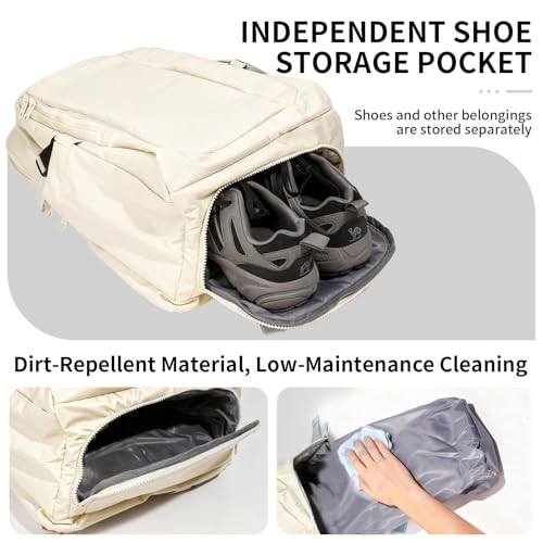 Travel Backpack for Women Men Carry on Backpack, Airline Approved Large Travel Bag Flight Approved Personal item, 15.6 Inch Laptop Backpack Casual Daypack for Weekender Business Hiking-WHITE - color: White