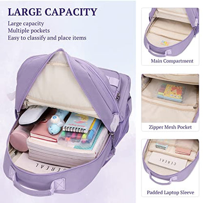 Lanola multi-function Hiking Travel Backpack For Teens Anti-Theft School College Students Bookbag For Women & Girls - Pink - color: Rainbow Zipper-pink