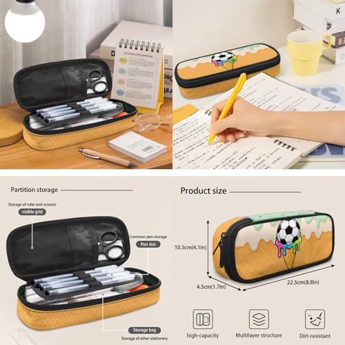 Talayituse Soccer Ice Cream Drip Print 6-Piece Kids Backpack Set for Boys, Includes Backpack, Lunch Bag, Pencil Case, Water Bottle Holder, Bookmark & Keychain for School, Travel, Sports - color: Soccer Ice Cream Drip