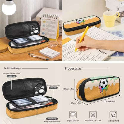 Talayituse Soccer Ice Cream Drip Print 6-Piece Kids Backpack Set for Boys, Includes Backpack, Lunch Bag, Pencil Case, Water Bottle Holder, Bookmark & Keychain for School, Travel, Sports - color: Soccer Ice Cream Drip
