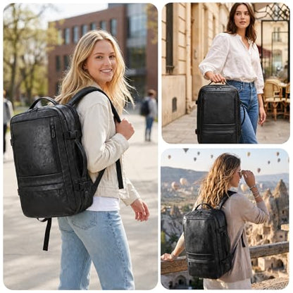 Carry On Backpack, 40L Expandable Travel Backpack with Laptop Compartment, Water Resistant Business Travel Bags Airline Approved for Men Women Weekend Trip (Black) - color: Black