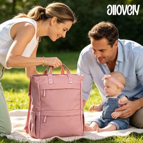 Diaper Bag Backpack, Multi-Function Parent Organizer (Dark Pink) - color: Dark Pink