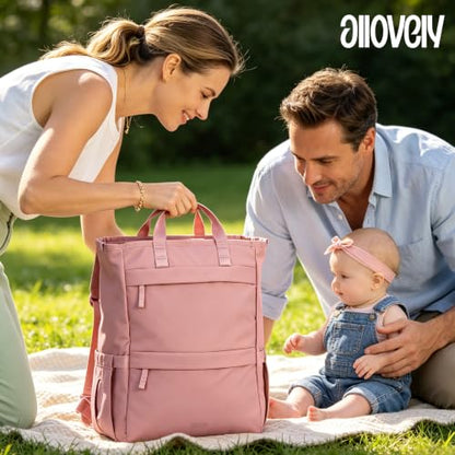 Diaper Bag Backpack, Multi-Function Parent Organizer (Dark Pink) - color: Dark Pink
