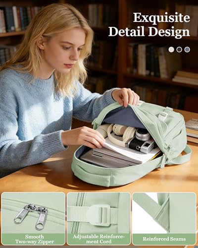 Waterproof Aesthetic Backpack For School, Cute High School Bookbag For Teen Girls Boys, Lightweight Casual Daypack Backpack For Women Men, College Backpack With Lots Of Pockets（MintGreen） - color: Mintgreen