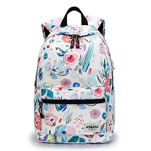 Kinmac Water Resistant Laptop Travel Outdoor Backpack with USB Charging Port for 13 inch 14 inch and 15.6 inch Laptop (Flowers) - color: Flowers