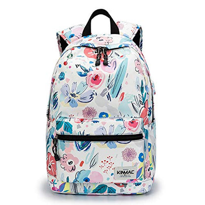 Kinmac Water Resistant Laptop Travel Outdoor Backpack with USB Charging Port for 13 inch 14 inch and 15.6 inch Laptop (Flowers) - color: Flowers