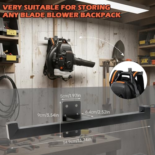 Backpack Leaf Blower Hanger, Heavy Duty Wall Mount Storage Holder for Backpack Blower, Sprayer, Chainsaw & Tacticals Gear, Garage Organizer Wall Mount Stand
