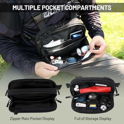 Tactical EDC Chest Bag Utility Molle Chest Rig Pouch with CCW Compartment Adjustable Strap Outdoor Chest Pack - color: Camo Black