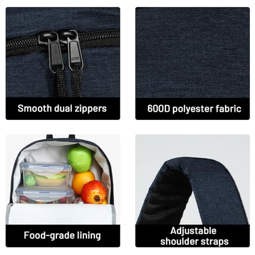 MIER Insulated Backpack Cooler Small Leakproof Lightweight Cute for Women Men to Work, Picnics, Camping, Park Day Trips, 15 L - color: Dark Blue
