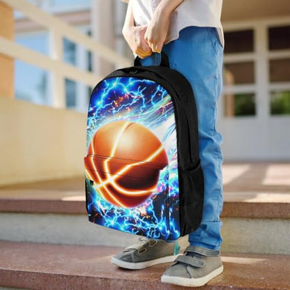 Cool Basketball Backpack, Durable Polyester Daypack with Laptop Compartment, Reinforced Bottom, Adjustable Shoulder Straps And Multi Pockets for Travel And Daily Use - color: Cool Basketball