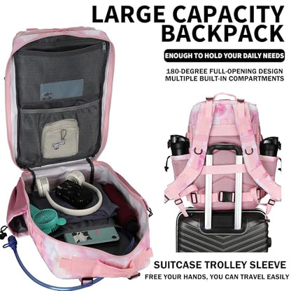 Military Tactical Backpack 45L/25L 3 Day Assault Pack Molle Daypack Hiking Backpack for Men and Women (Pink StarrySky, 45L) - color: Pink Starrysky, size: 45L