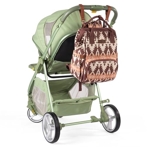 Montana West Wrangler Diaper Bag Backpack Aztec Callie Bag Travel Backpack Purses Western Multi-Function Baby Bags for Mom - color: Brown