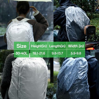 10 Pack Backpack Rain Cover Clear Waterproof Bag Cover for Backpack 15L-40L, Dustproof Backpack Cover for Air Travel, Hiking, Camping, Outdoor Essentials with Storage Box