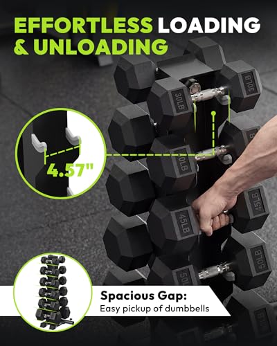 HANDBODE A-Frame Dumbbell Rack Heavy Duty Weight Stand for Dumbbells, Space-Saving Metal Storage Organizer, Sturdy Dumbbell Holder for Home Gym - style: 510 lb Set (20, 30, 40, 50, 55, 60 lb) *2 & Rack
