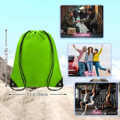 Grneric Drawstring Bags 28 PCS Drawstring Backpack Bulk String Backpack Cinch Bag Sackpack for Men Women Gym (Green) - color: Green